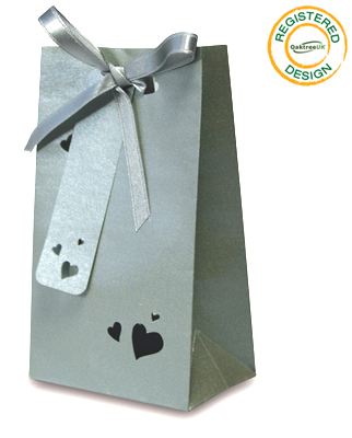 Gift/Favour Bag Heart Pearl Silver (pack 5pcs) - Gift Boxes / Bags